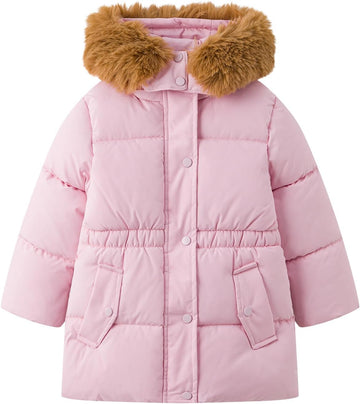Toddler Girls Heavy Winter Coat, Long Waterproof Puffer Jacket Hooded