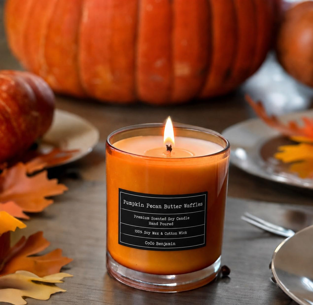 100% Natural Soy Wax Candle by - Highly Scented & Hand-Poured Luxury Candle (Pumpkin Pecan Butter Waffles)- Clean - Set of 81