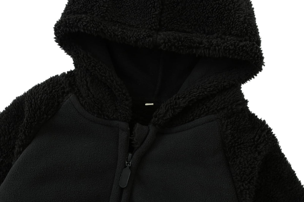 Toddler Baby Boys Girls Fleece Hooded Jacket Coat with Ears Warm Outwear Coat Zipper Up