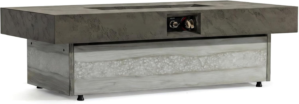 48x24 Adjustable Propane Fire Pit Table 50000 BTU Cement Grey | Converts from a warm fire pit to a sleek coffee table