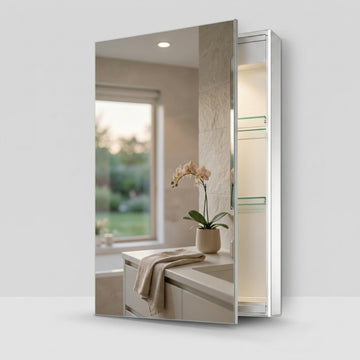 24" x 30" Bathroom Medicine Cabinet, Aluminum Bathroom Vanity, Recessed Medicine Cabinet/Surface Mount, Left and