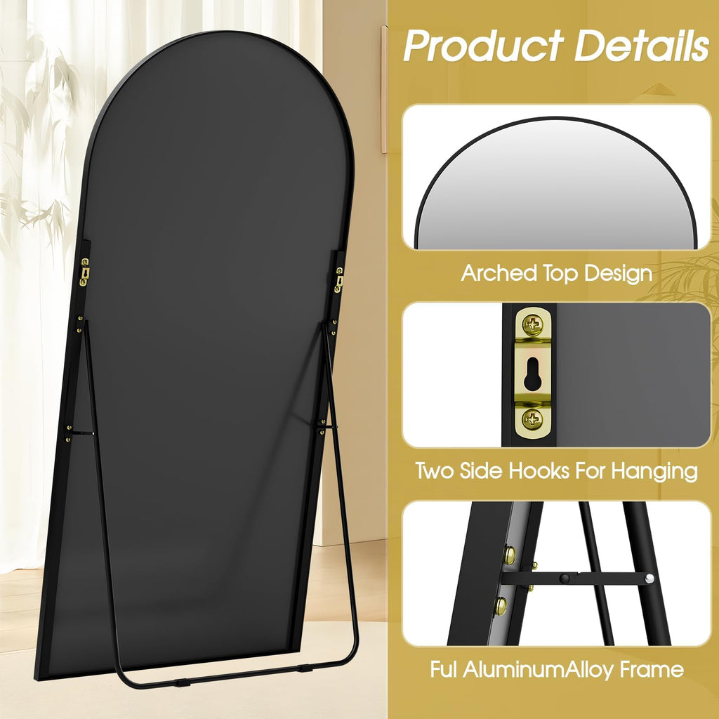 81"×41" Floor Mirror Full Length Arched Full Length Mirror Black