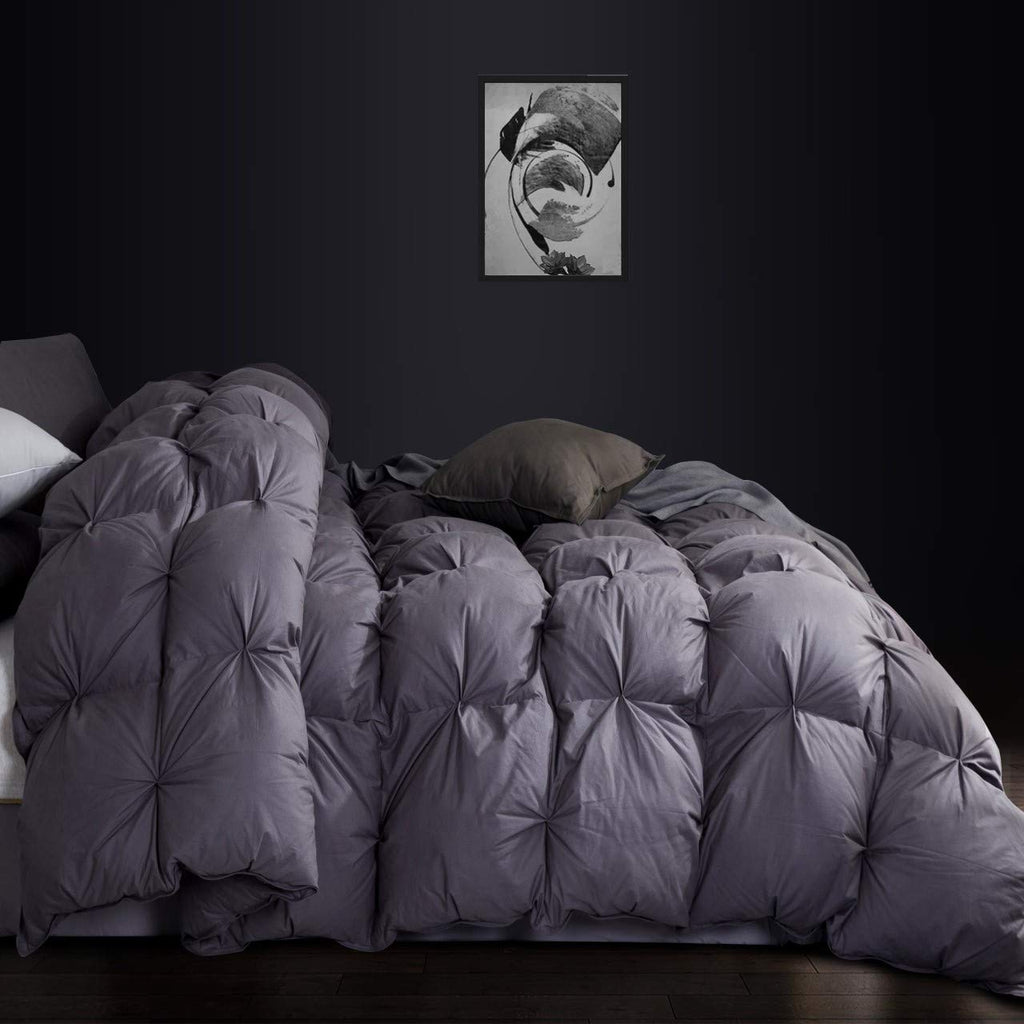 Luxurious 1200 Thread Count, Double - Stitch Design, Goose Down Comforter Duvet Insert, Premium Pinch Pleat Design