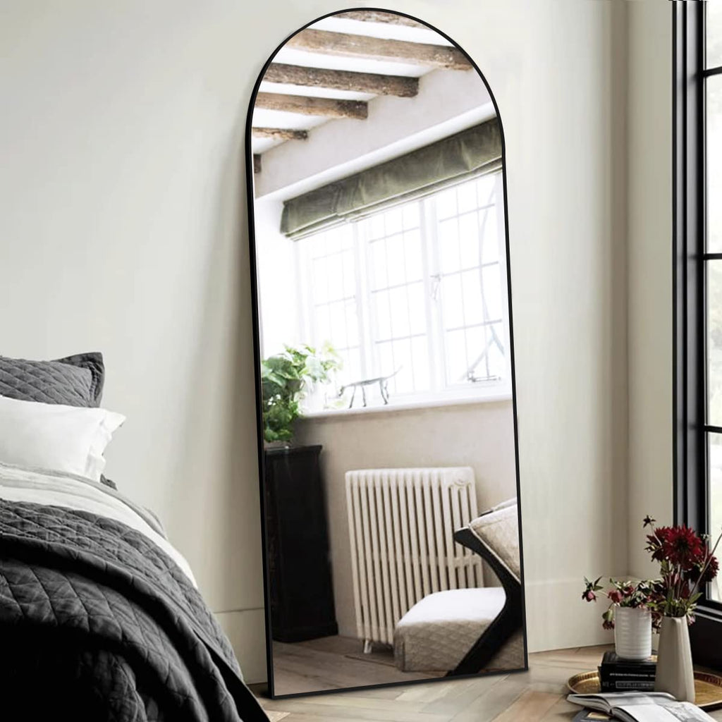 Full Length Mirror with Stand, 30"x71" Floor Mirror Freestanding, Arched Wall Mirror, Oversized Mirror Full Length