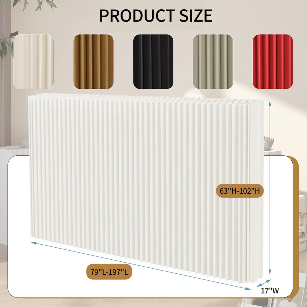 Folding Paper Room Divider, Retractable Accordion Privacy Screen, Portable Room Partition Wall, Foldable Decorative