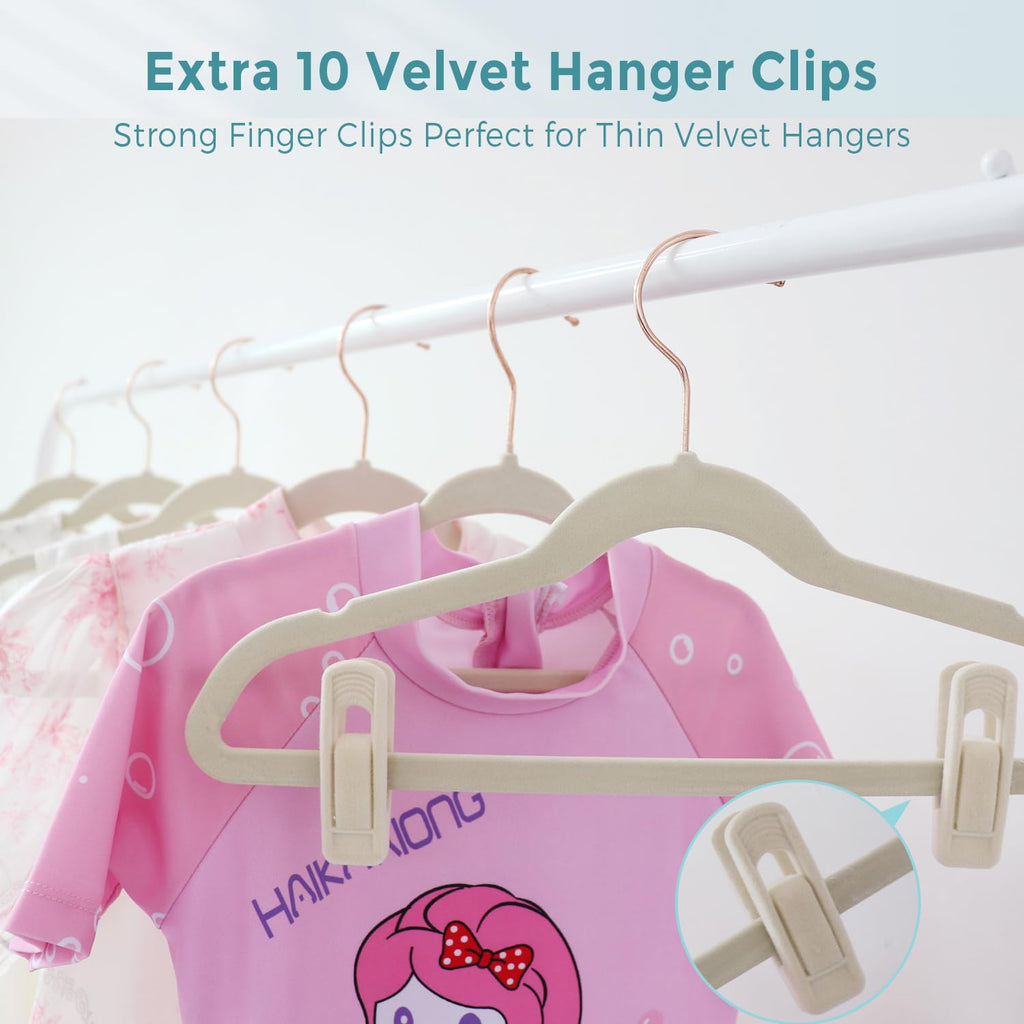 Baby Velvet Hangers 30 Pack - 11 Inch Premium Felt Non Slip Kids Hanger for Infant & Toddler Clothes - 0.2" Slim