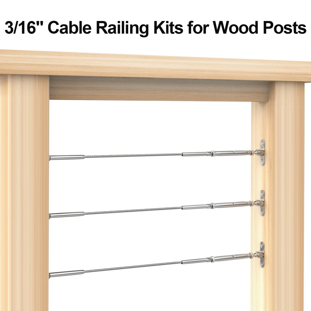 30 Pairs 3/16" Cable Railing Kits, T316 Stainless Steel, Adjustable Angle Cable Railing Hardware 3/16" for 2"x2"