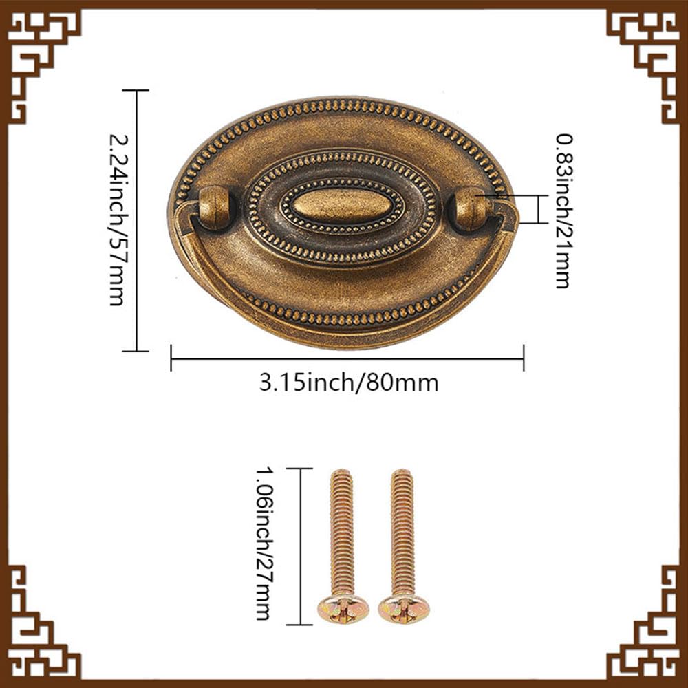6pcs Furniture Dresser Pull Brass Drop Swing Handles Hardware