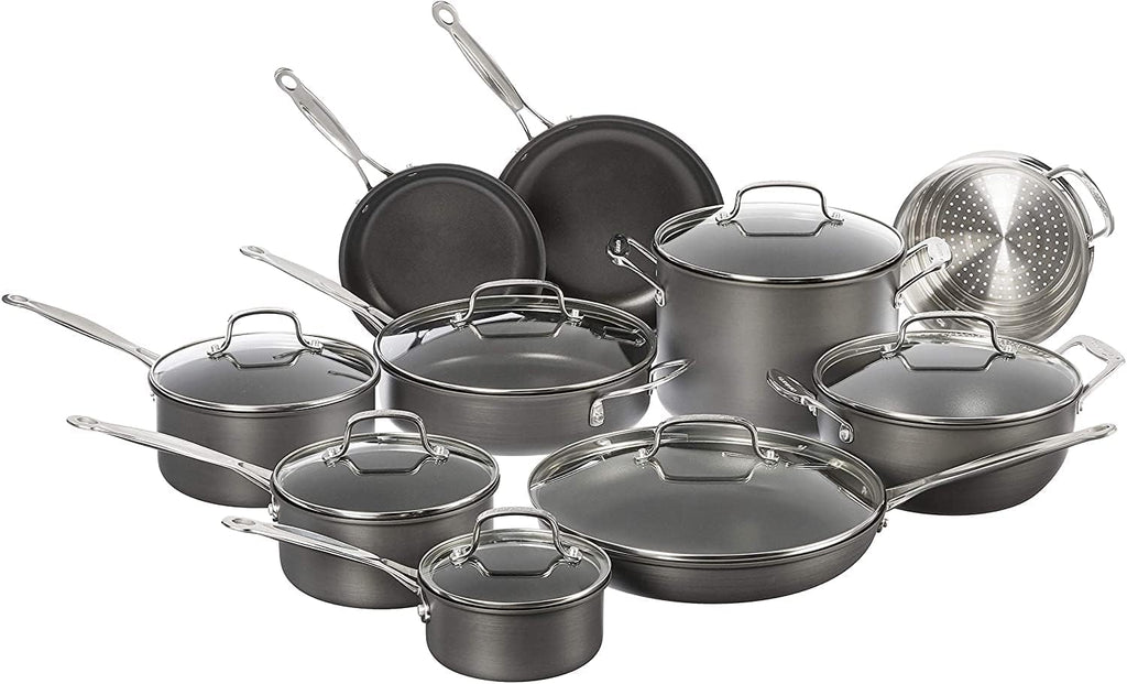 17-Piece Pots and Pans Set, Non Stick Hard Anodized Cookware Set, Compatible with Electric, Gas Cooktops, Dishwasher