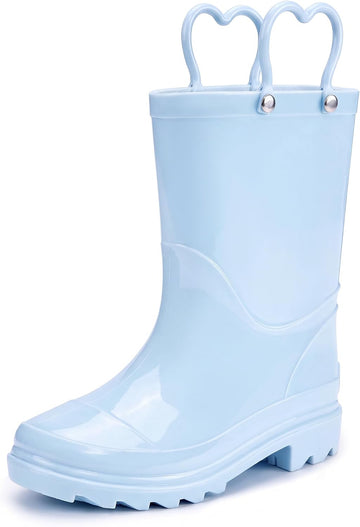 Girls Rain Boots with Easy-On Handles Kids Boys Boots