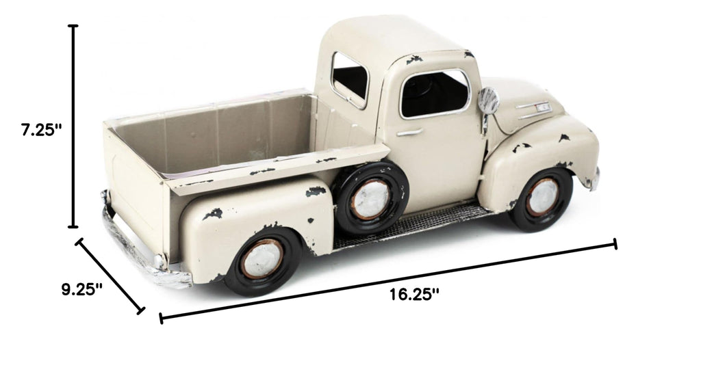 Bachman 16" Vintage Metal Truck Planter with Moving Wheels and Liner, Rustic Farmhouse Decorative Truck for Plants
