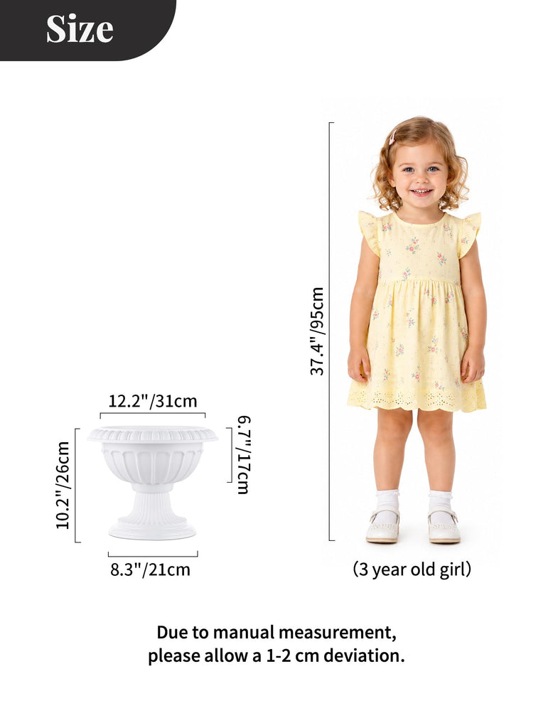 Classic Plastic Urn Planter: 4 Pcs 10.23 Inch Pedestal Pot for Porch