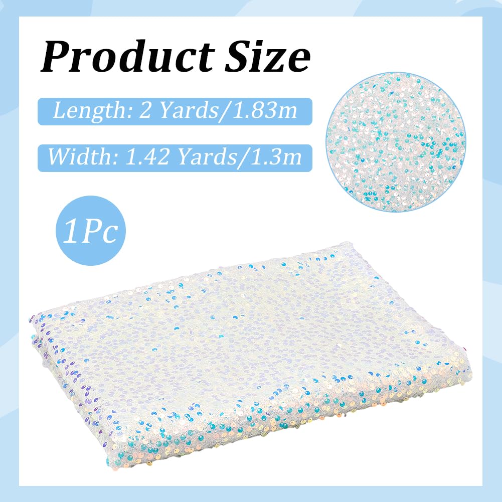 72.05 Inch White Sequin Fabric Hollow Designed Glitter Sparkly Tulle Polyester Paillette Gauze Fabrics for Sewing