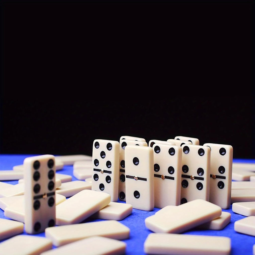 Double Six Dominoes Set with Wooden Storage Box, 28 Piece Travel Game