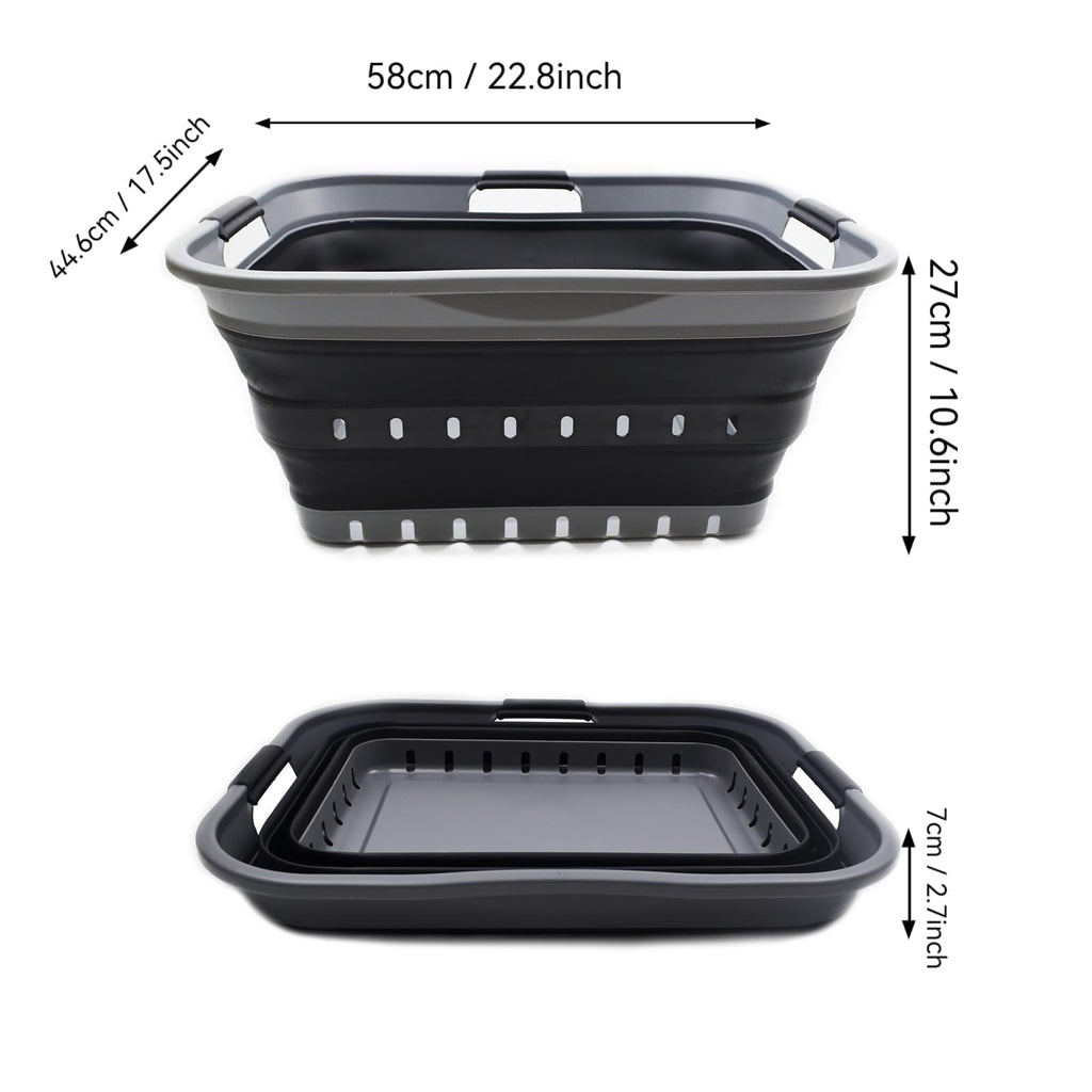 42L Collapsible Plastic Laundry Basket - Foldable Pop Up Storage Container/Organizer - Space Saving Hamper/Basket (1