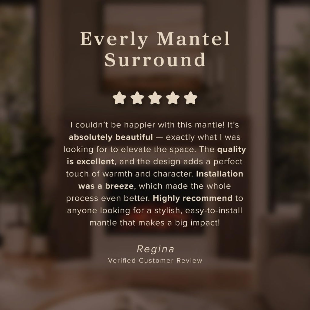 Everly Wood Fireplace Mantel Surround Kit in Whitewash | 56" x 42" Opening | 80" x 54" Overall | Modern Picture Frame