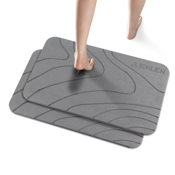 2 Pack Diatomaceous Earth Shower Mat, Stone Bath Mat, Nonslip Super Absorbent Fast-Drying Hard Bath Mat Shower Floor