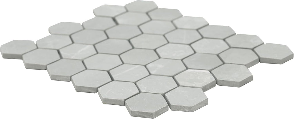 Sande Grey 2in. x 2in. Hexagon Matte Porcelain Mosaic Tile Flooring