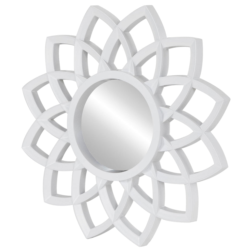 Set of 3 Arched Floral Matte White Wall Mirrors 9.5"