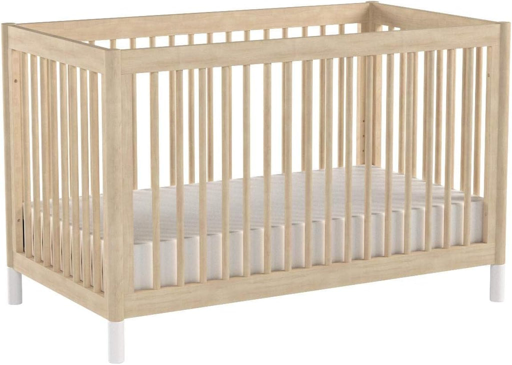 Gelato 4-in-1 Baby Crib, Washed Natural & White | GREENGUARD Gold Certified Convertible Crib - Converts to Toddler