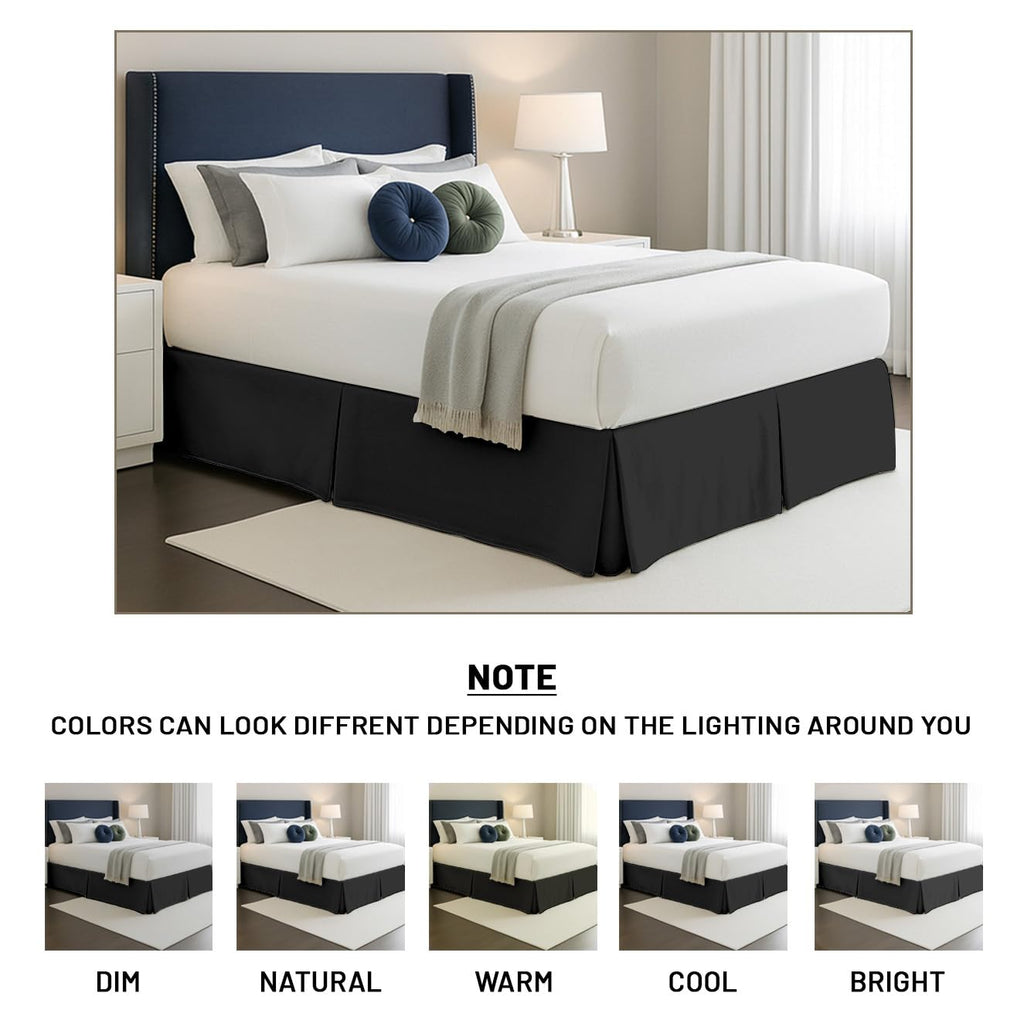 18 inch Drop Bed Skirt - Platform Style with Secure Fit, Classic Tailored Look, Elegant Pleated Style Dust