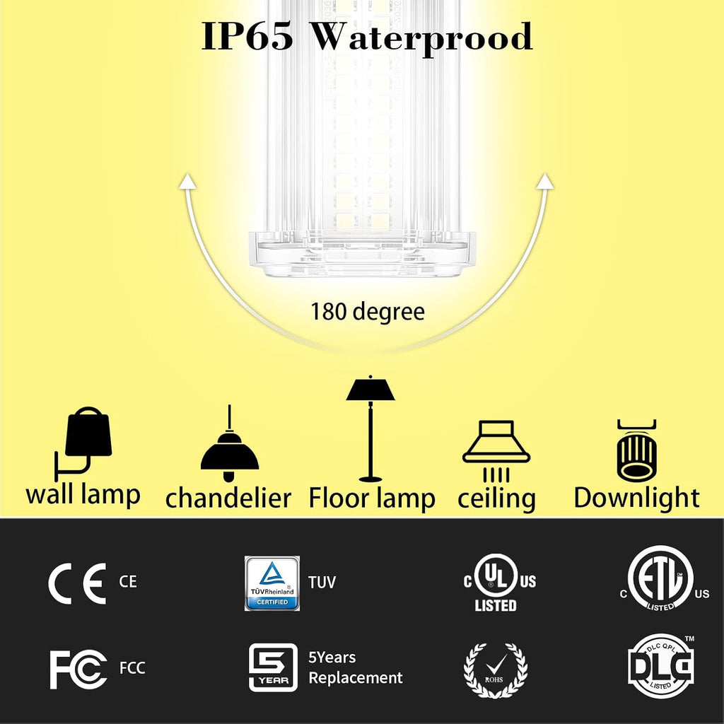 NS 2 Each 300W Equivalent LED Corn Light Bulb 5000 Lumen 5000K 40W Large Area Daylight White E26/E27 Medium Base