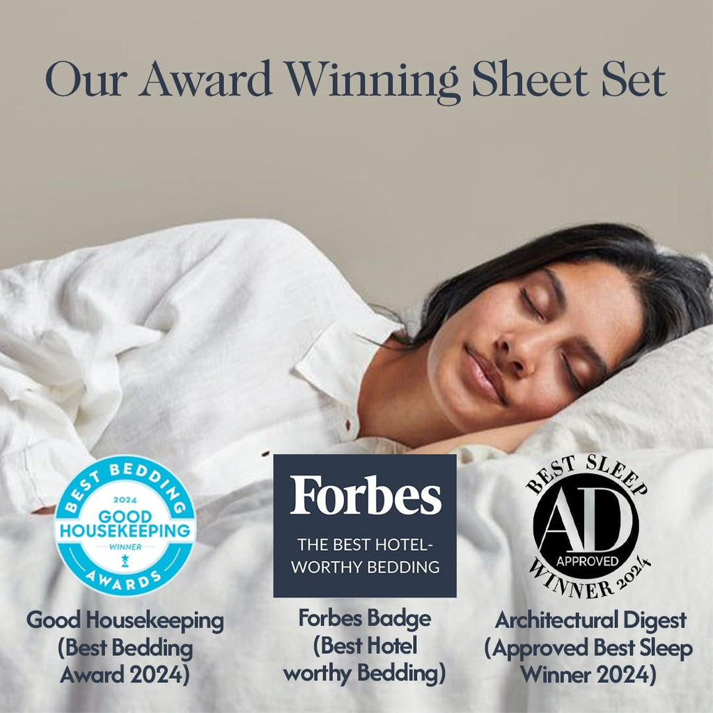 100% Cotton Percale Sheets Queen Size, Cool & Crisp, 4 Pcs, White