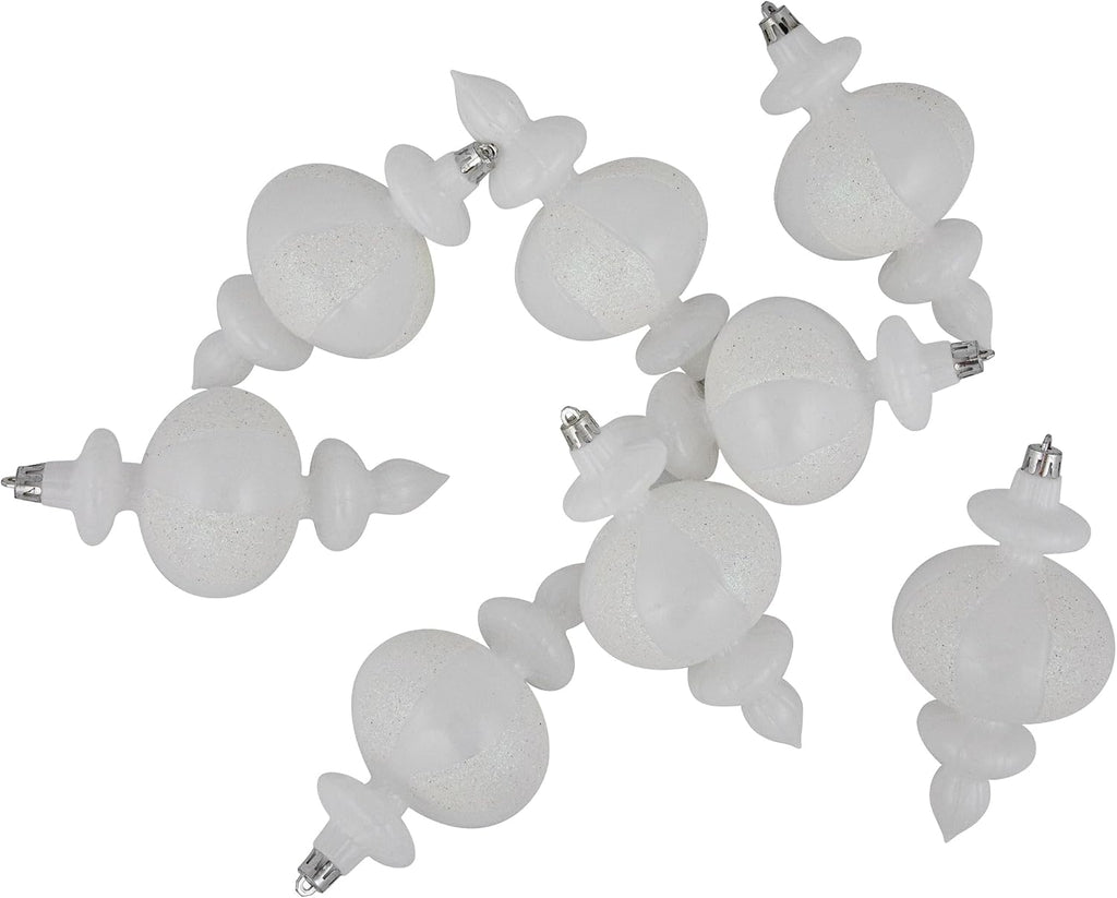 8-Count White Shatterproof Finial Christmas Ornaments, 6"