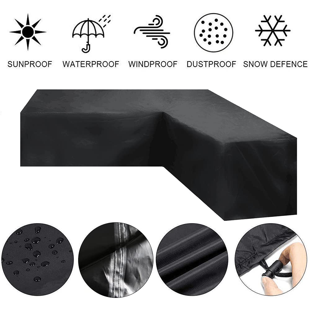 Patio Furniture Covers L-Shaped Sectional Sofa Cover Heavy Duty Waterproof Dustproof Furniture Protection Corner Sofa