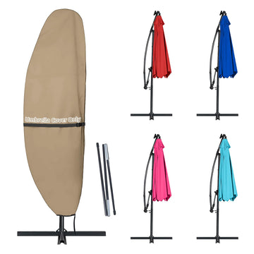 Patio Parasol 420D Offset Banana Style, Brown