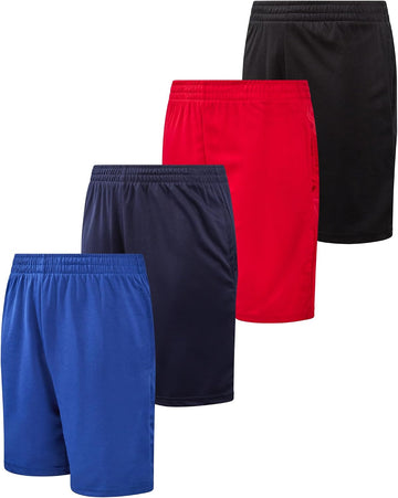 Boys Basketball Shorts 4 Pack Performance Active Mesh Shorts