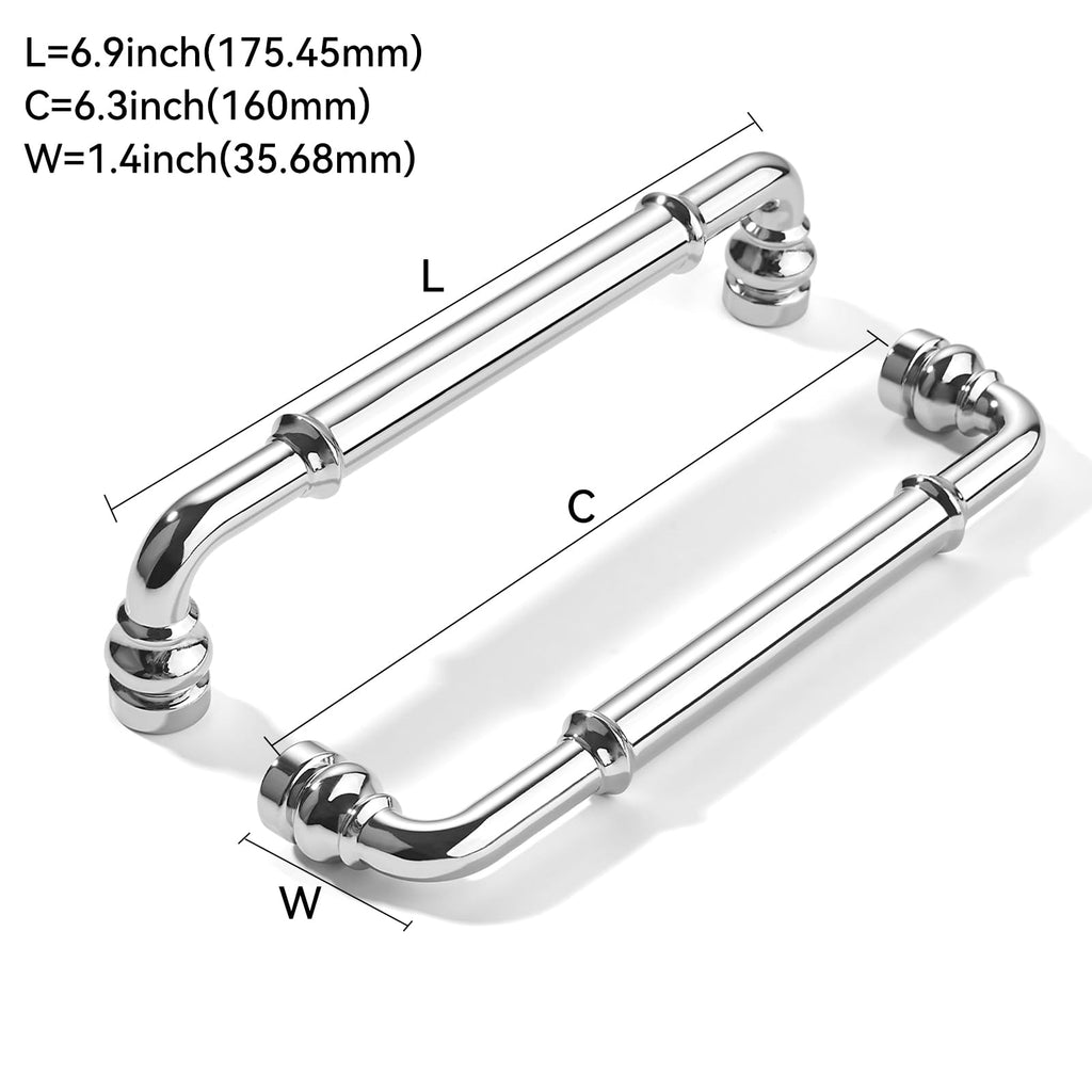 2 Pack Heavy Duty 6-5/16" Polished Chrome Cabinet Pulls