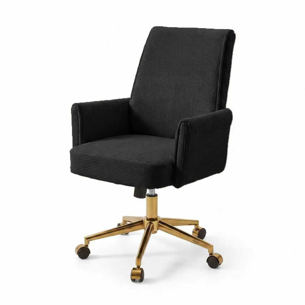 Stripes Velvet Home Office Desk Chair, Accent Upholstered Modern Height Adjustable Swivel Chair with Wheels, Ergonomic