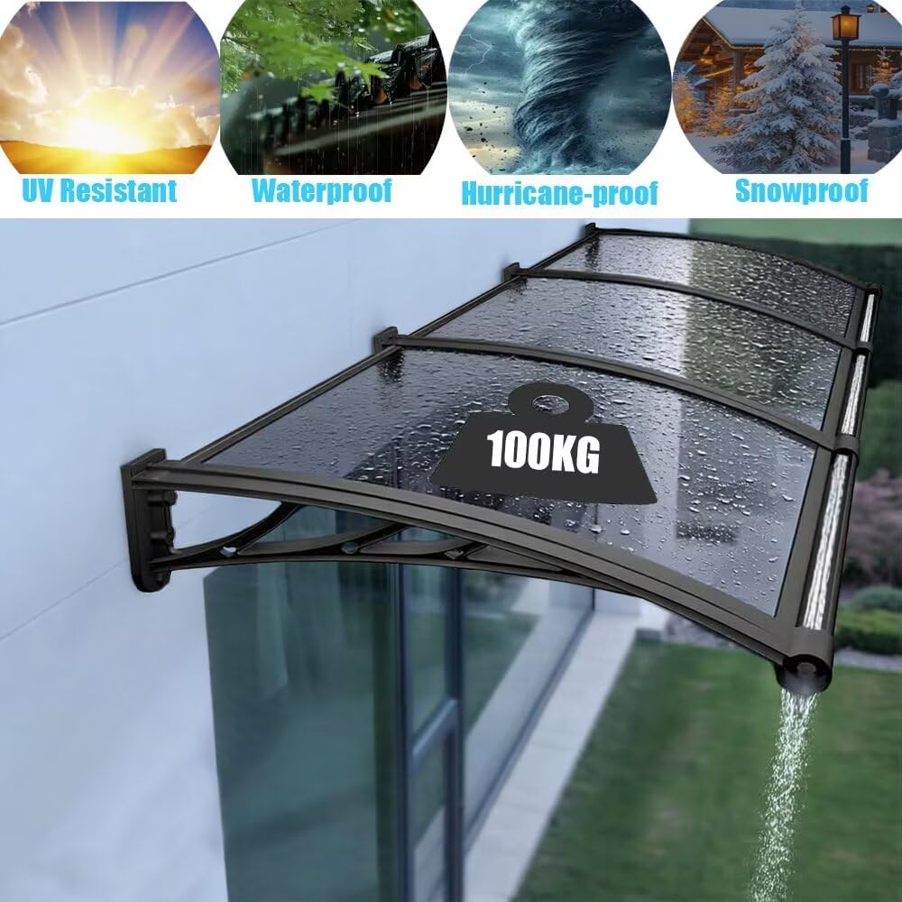 Window Awning Door Canopy with Drainage Sink Awnings for Door Entrance Deck Porch Patio Entryway Exterior Spliced