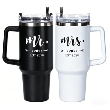Mr and Mrs Gifts 2026 Tumbler Set, Engagement Wedding Gifts for Couples Wife Husband Bride To Be 40oz Travel Tumbler