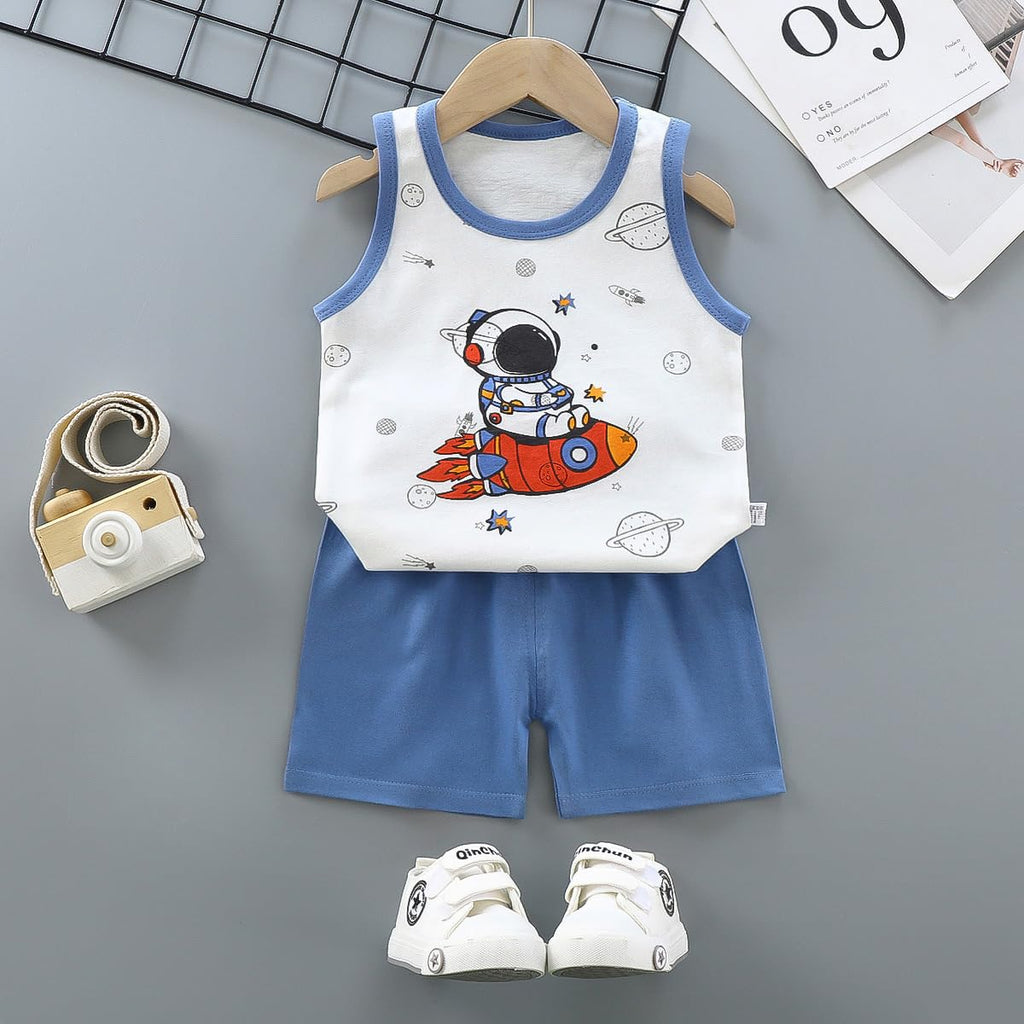 Baby Boy Summer Clothes Toddler Sleeveless Tank Tops and Shorts set Cotton Printed Outfits
