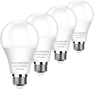 Dusk to Dawn Light Bulbs Outdoor 75 Watt Equivalent, Automatic On/Off Sensor LED Bulb, 10W Daylight 5000K,1100