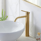 Gold Vessel Sink Faucet, 360 Swivel Brushed Gold Vessel Faucet, Single Handle Tall Body Farmhouse Vessel Faucet