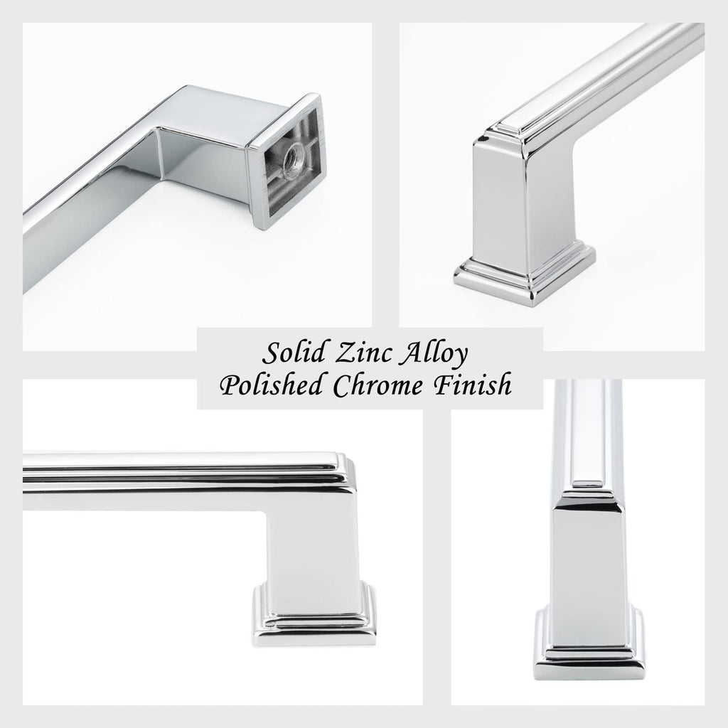 3 Inch Polished Chrome Cabinet Pulls Square Handles 10 Pack P2206