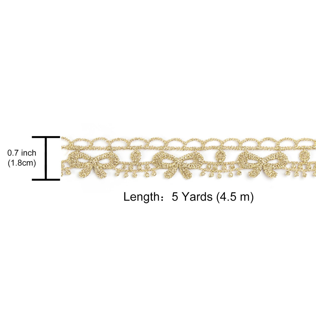 5 Yards Gold Lace Trim Sewing Embroidered lace with Tassel Design (Gold #B08 (5Yard))