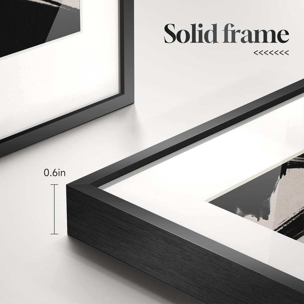 Framed Boho Black and White Abstract Wall Art, 11x14 Inch