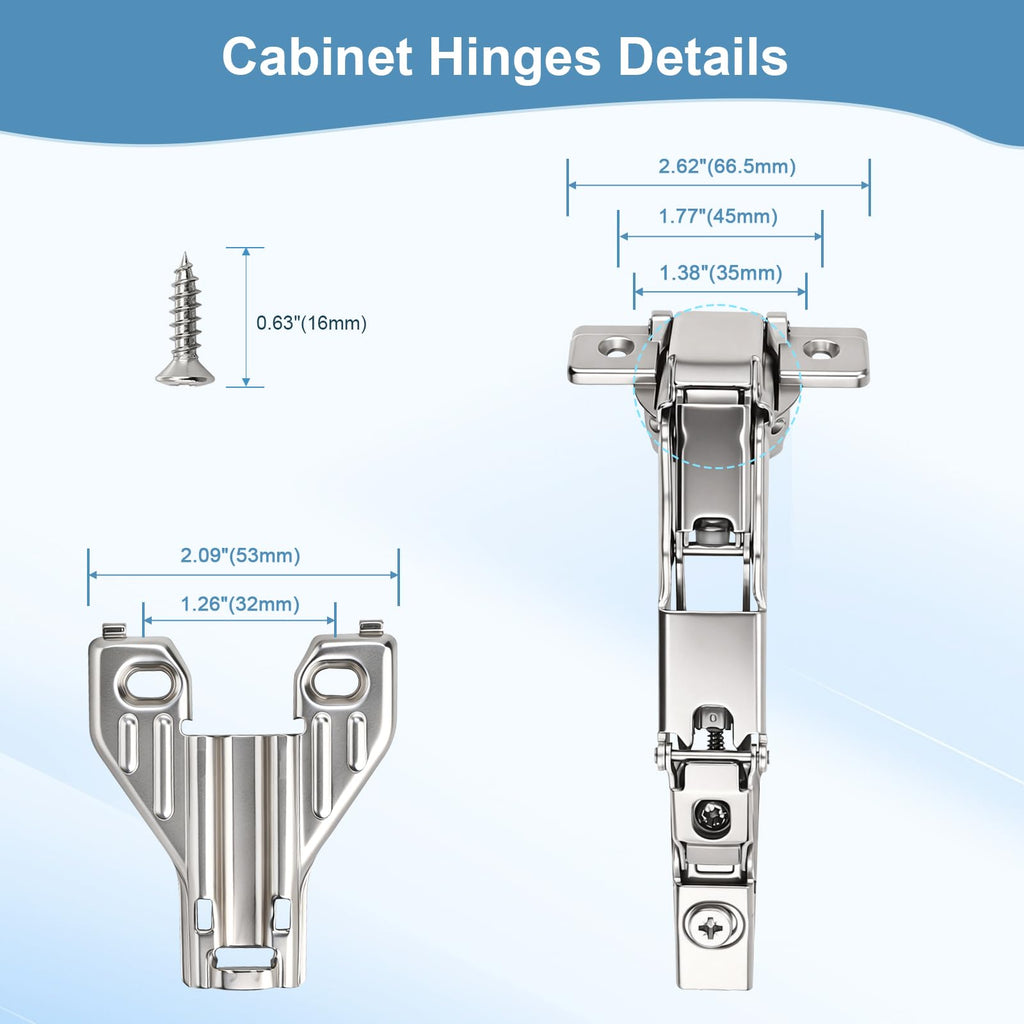 165° Lazy Susan Hinges, Corner Cabinet Hinges Soft Close, 2 Pairs