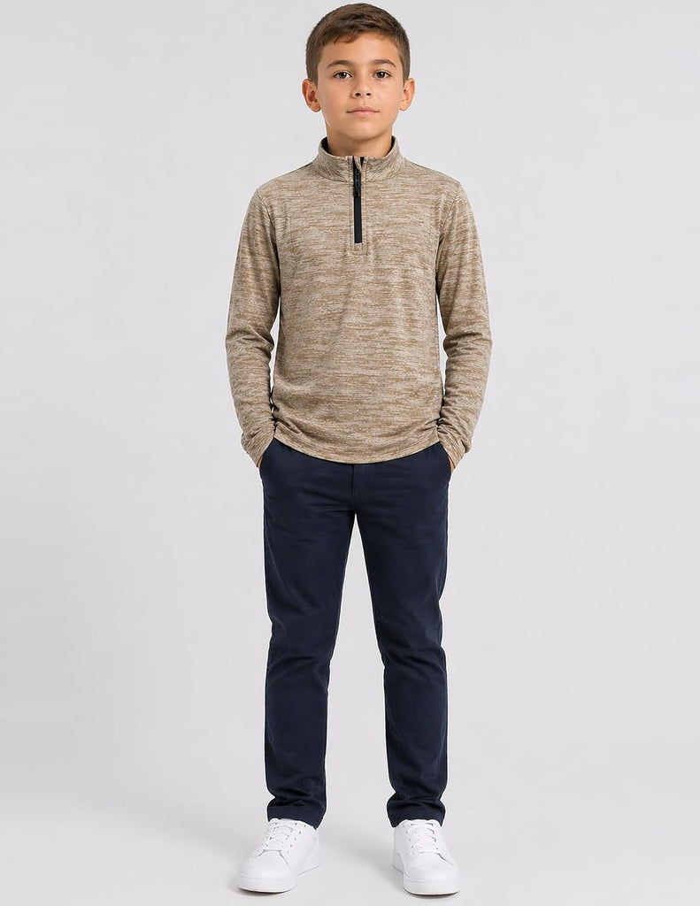 3 Pack Youth Boys Slim Fit Athletic Quarter Zip Pullover Shirts
