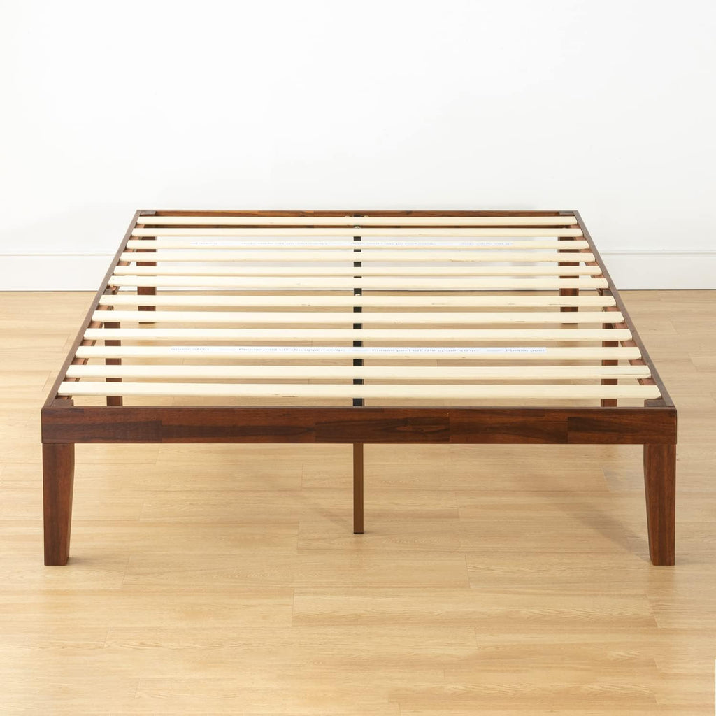 Naturalista Classic 16 Inch Solid Wood Platform Bed with Wooden Slats, Espresso, Queen