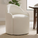Upholstered Dining Chairs with Casters, No Assembly Modern Dining Room Chairs Accent Vanity Chair with 5 Wheels &