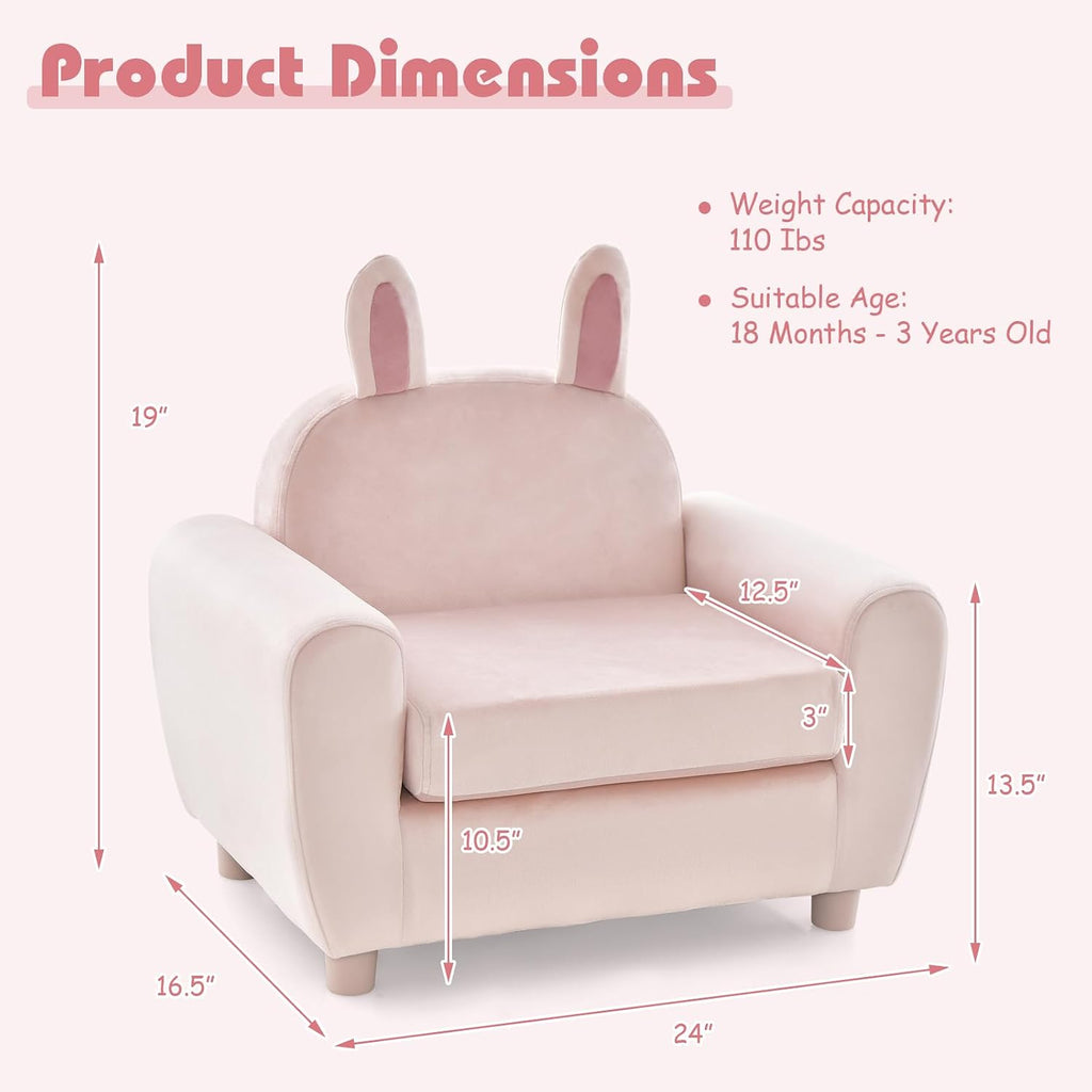 Kids Sofa, Children Armrest Chair with Sturdy Wood Construction and Dutch Velvet, Upholstered Toddler Armrest Couch