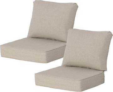 24x24 Inch Outdoor Deep Seat Cushions Set of 2, Curved Back Cover Only, Flat Thick High-Density Foam