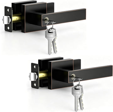Exterior Door Handle, Front Door Locks with Key, Keyed Alike Door Lock Set and Rental, Exterior Door Knob for Entry