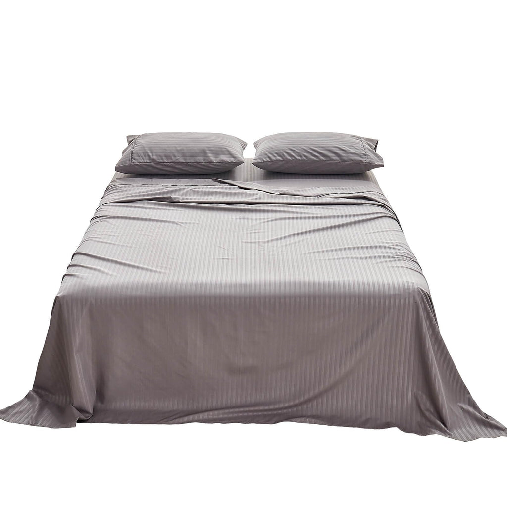 Striped 66x80 Olympic Queen Sheets Sets for Super Queen Bed Grey