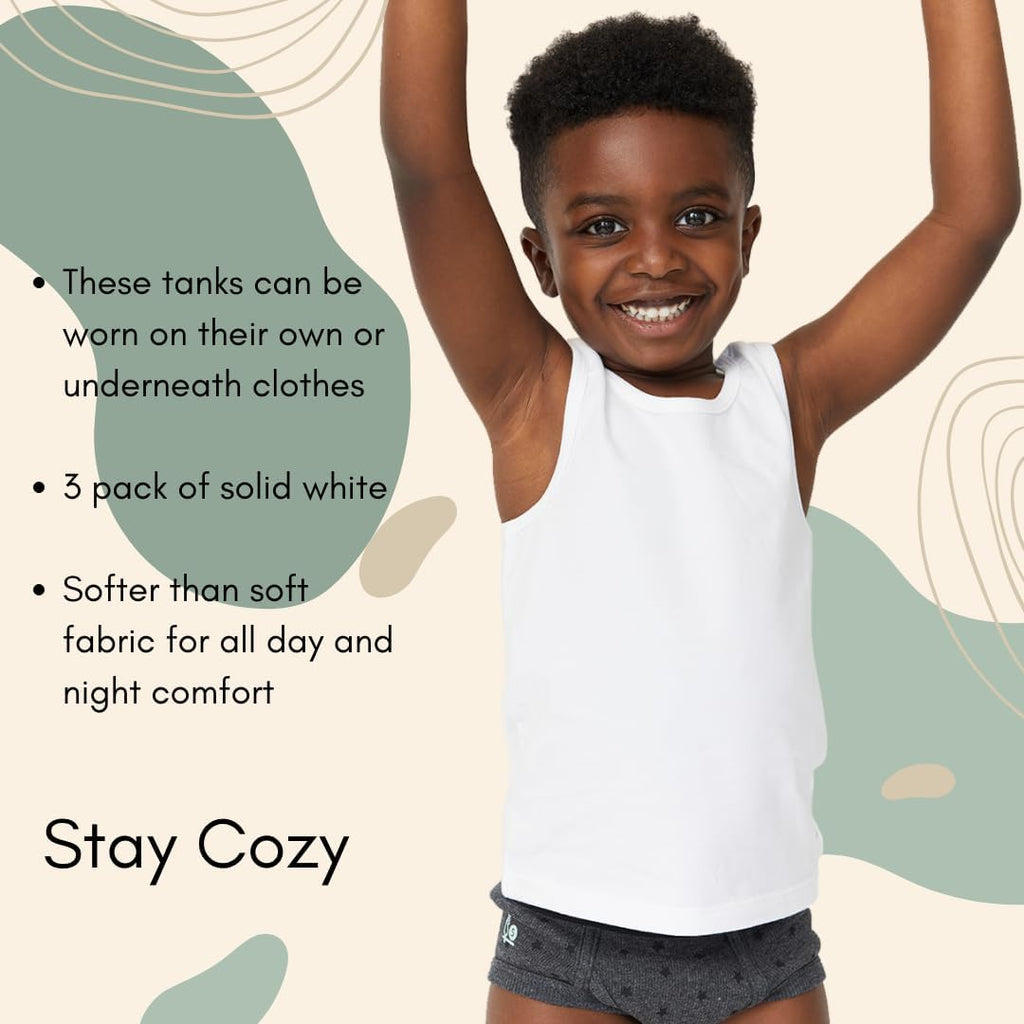 Boys White Tank Top 100% Cotton Tagless Undershirts Pack